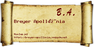 Breyer Apollónia névjegykártya